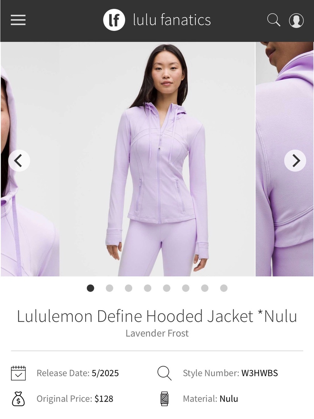 lululemon athletica Define Hooded Jacket in Lavender Frost